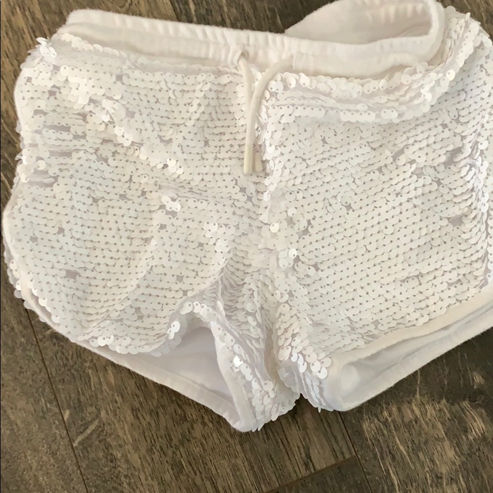 White sequins shorts